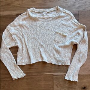 By Together Cream Ribbed Crop Top